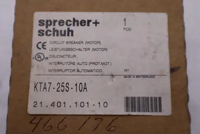 SPRECHER+SCHUH KTA7-25S-10A CIRCUIT BREAKER - NEW IN BOX - STOCK H897A