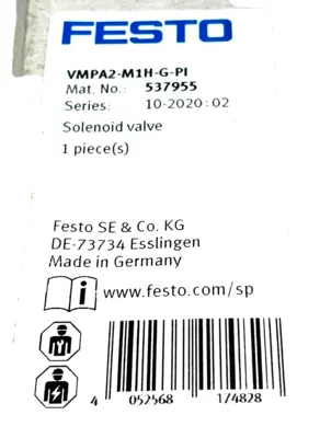 NEW FESTO VMPA2-M1H-G-PI SOLENOID VALVE 537955 VMPA2M1HGPI