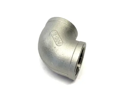 4464K18 | 304 SS Threaded Pipe Fitting, Low-Pressure, 90 Deg. Elbow 1-1/2" NPT 5PK - New – Open box