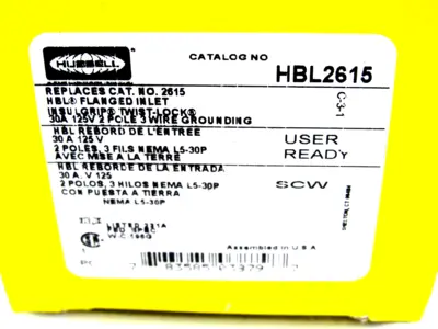 NEW HUBBELL HBL2615 POWER ENTRY CONNECTOR