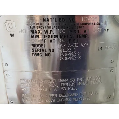 USED GROEN MFG. CO. DN/TA-30 VP