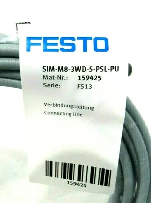 NEW FESTO SIM-M8-3WD-5-PSL-PU CONNECTOR CABLE 159425 SIMM83WD5PSLPU