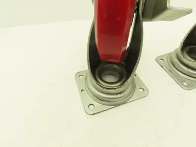 200x42mm 8" Red Polyurethane Swivel Plate Caster Wheel w/Brake J-200S  Lot of 2