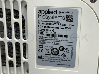 Used Applied Biosystems / Thermo Scientific QuantStudio 3 96-Well 0.2 mL Block PCR/Thermal Cycler Missouri US | BioLabTek #1547014
