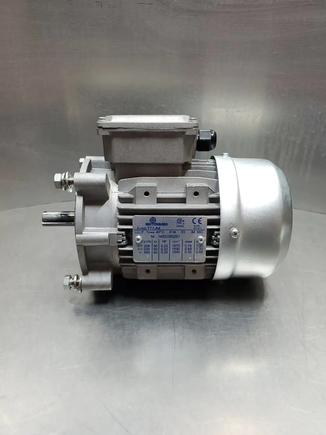 Used MOTOVARIO T71-A4 AC Motor, 208-460V, 0.33HP, 1670-1690RPM Motors (misc) | Palmetto Automation #1151250