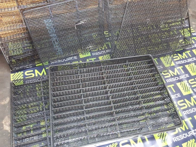 STAINLESS STEEL BLACK WIRE MESH PCB INLINE WASH BASKET - LOT OF 4