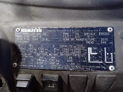 USED 2015 KOMATSU FB18MU12