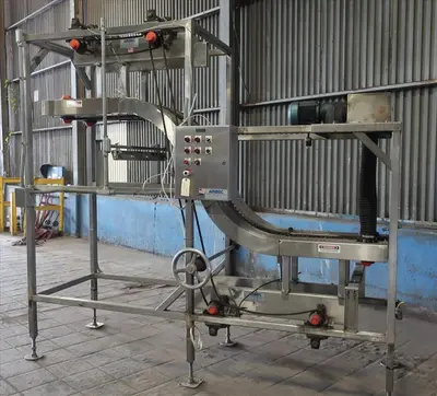 SPC8368  Conveyor AMBEC lowerator Stainless Steel, 38" discharge ht. and 80" infeed ht.