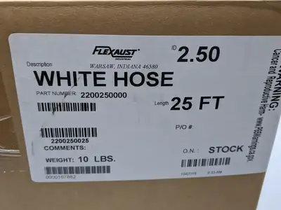 New | in-Stock FLEXHAUST WHITE HOSE 2.5” ID X 25’ FEET Hoses | Maverick Industrial Sales #1115306