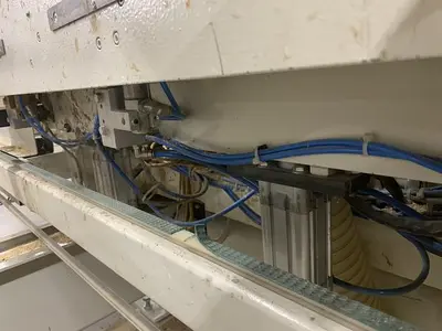 KOCH SBD-B DOUBLE-END FEED-THROUGH TRIM, BORE, GLUE, & DOWEL MACHINE