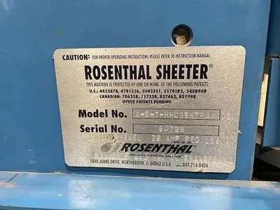 84" ROSENTHAL SHEETER HEAVY DUTY WITH SHEAR SLITTING Model: WA-S-7_HHUBSHTRAAA02