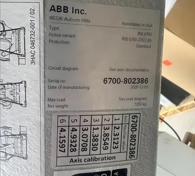 Used 2020 ABB NEVER USED IRB 6700-235/2.65 6 AXIS ROBOT WITH IRC5 CONTROLLER Robots | Harbor Machinery Inc. #1283426