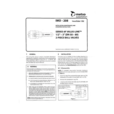 2" Unused Jamesbury 2-piece Ball Valve - Series 6f Value-line