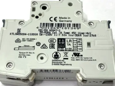 USED SIEMENS MINIATURE CIRCUIT BREAKER C4 1-POLE 4A W/ 5ST3010 AUX SWITCH