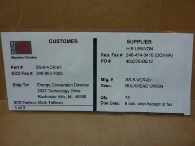 USED SWAGELOK SS-8-VCR-61