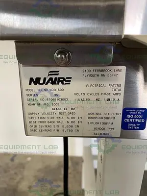 USED NUAIRE NU-430-600 CLASS II B2  6FT BIOLOGICAL SAFETY CABINET 115V