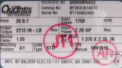 NEW DODGE BF383CN140TC GEAR REDUCER 26.9:1 BF383CN14/26.9B
