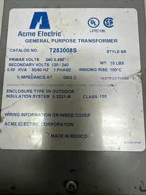 Used ACME ELECTRIC T253008S Miscellaneous Equipment (Electrical & Power) Ohio US | Surplus Asset Holdings #1238917