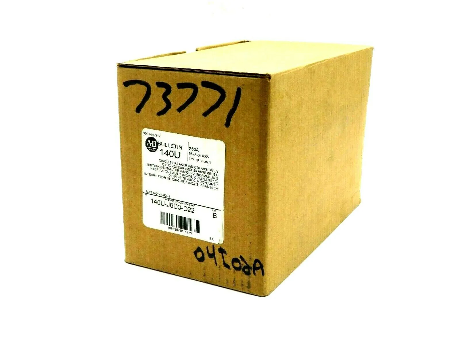 NEW ALLEN BRADLEY 140U-J6D3-D22 CIRCUIT BREAKER 250A 480V SER B 140UJ6D3D22