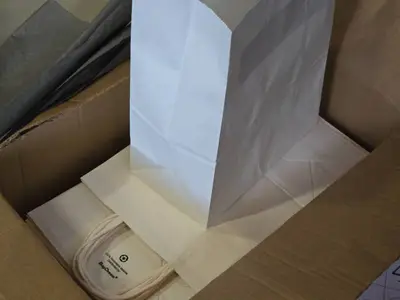 Lot of (52) Gift Bags 8" x 10" and One Box of Gray Tissue Paper