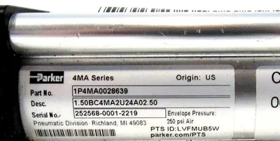 NEW PARKER 1P4MA0028639 PNEUMATIC CYLINDER 1.50BC4MA2U24A02.50