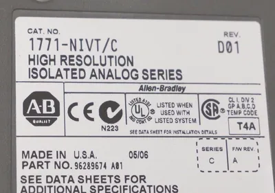 NEW ALLEN BRADLEY 1771-NIVT ANALOG MODULE SER. C, CAT. REV. D01, 1771NIVT