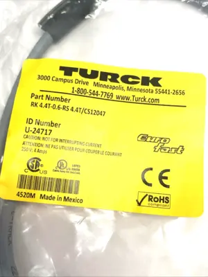 New | in-Stock Turck Eurofast Double Ended Cordset U-24717 Misc Electrical & Power Parts Michigan US | Maverick Industrial Sales #1391510