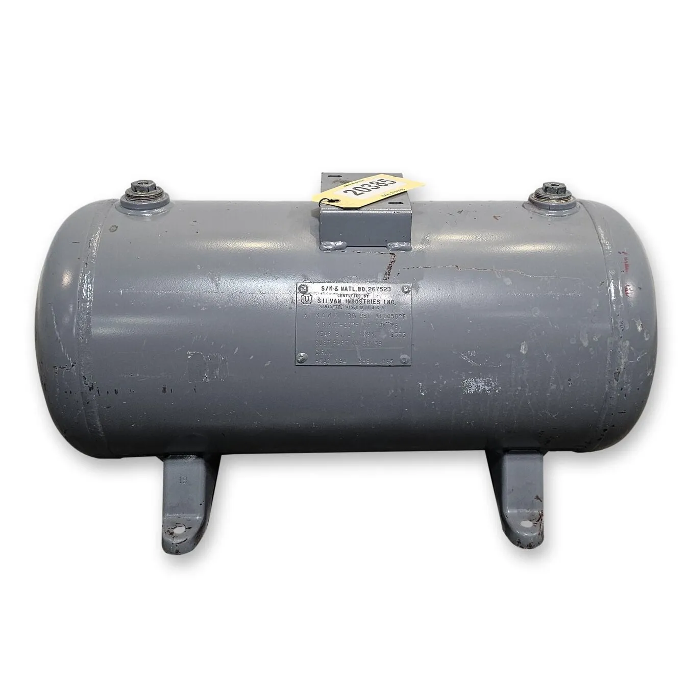 Used Silvan Industries 20 Gallon Horizontal Air Reciever Tank