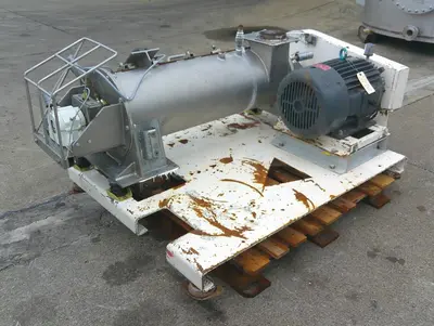 SPC9268  Mixer and Blender 14" dia x 42.25" long chamber Hosokawa Bepex model TS-14 Turbulizer high shear industrial paddle mixer Stainless Steel, 30 hp