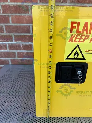 USED EAGLE 1904 4 GALLON FLAMMABLE LIQUID STORAGE CABINET W/ SOFT CLOSE DOOR, KEY
