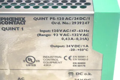 NEW PHOENIX CONTACT QUINT-PS-120AC/24DC/1 POWERSUPPLY QUINTPS120AC24DA