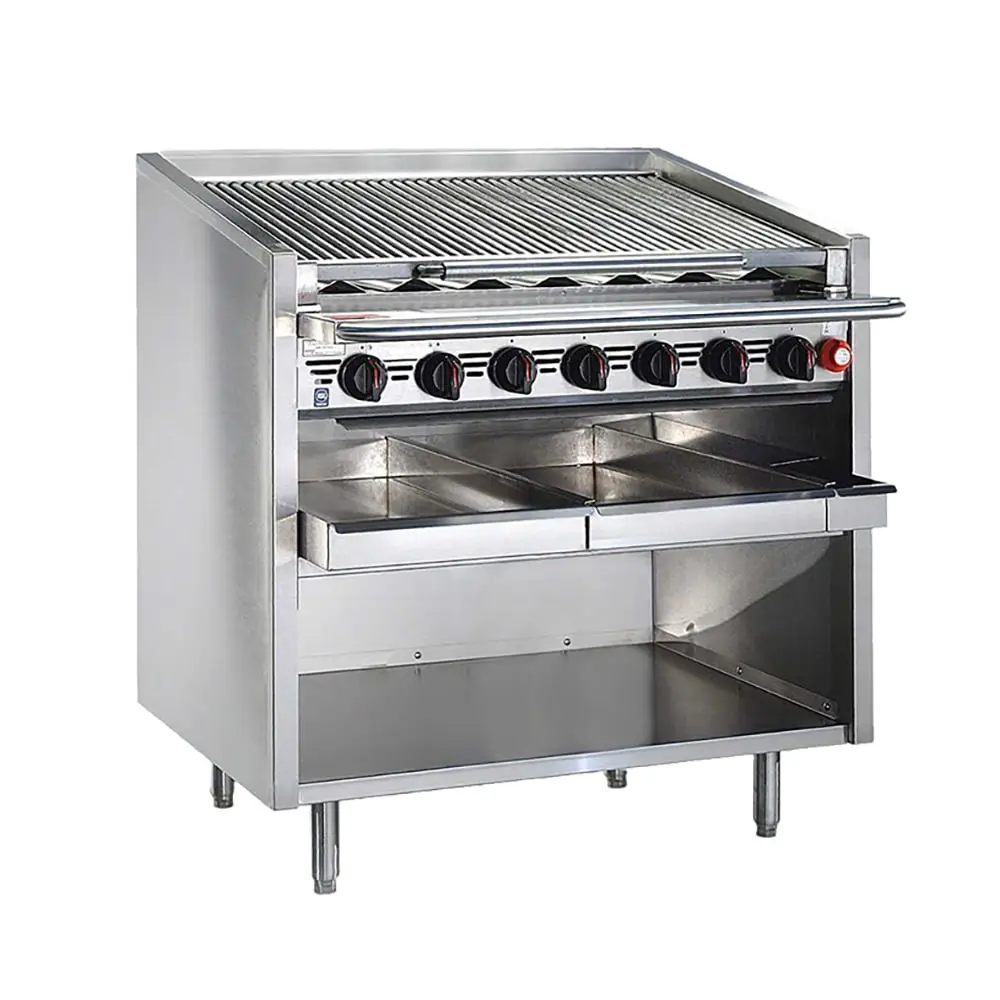 Bakers Pride F-24RS 24" Floor Model Gas Charbroiler W/ Stainless Steel Radiants - (4) Burners, Natural Gas
