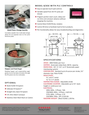The Hollymatic 8/65 Patty Machine Forming and Portioning Machine