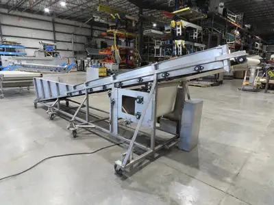 36"x 20' Stainless Portable Incline Conveyor 30"Belt 480V 3PH 100FPM Side Load