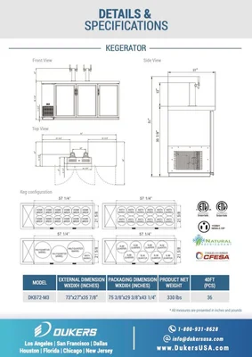 New | in-Stock Dukers New Dukers DKB72-M3 Double Tap Kegerator Beer Equipment Illinois US | Falcon Restaurant Supply #1376342
