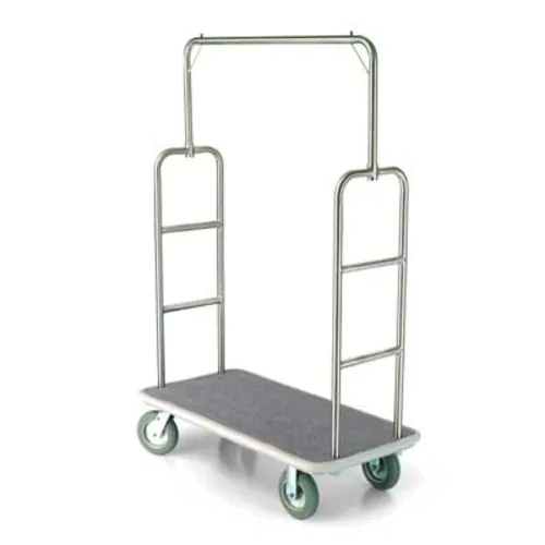Forbes Industries Economy Luggage Cart w/ Carpeted Deck - 48"L x 24"W x 70 1/2"H, Diamond Textured Steel (2497-DT)