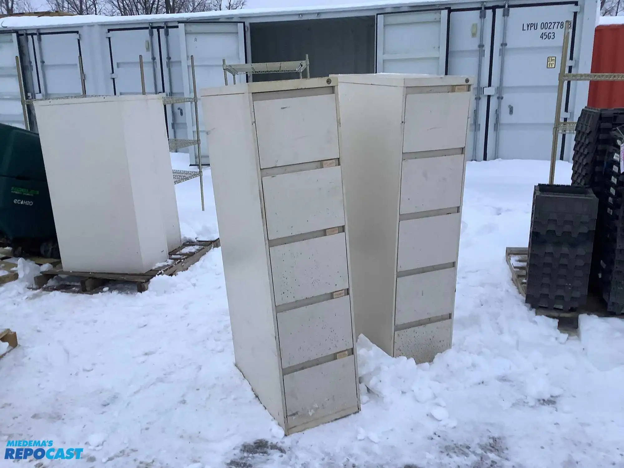 Lot of (2) metal filing cabinets with 5 drawers approx. 15”x29”x59”