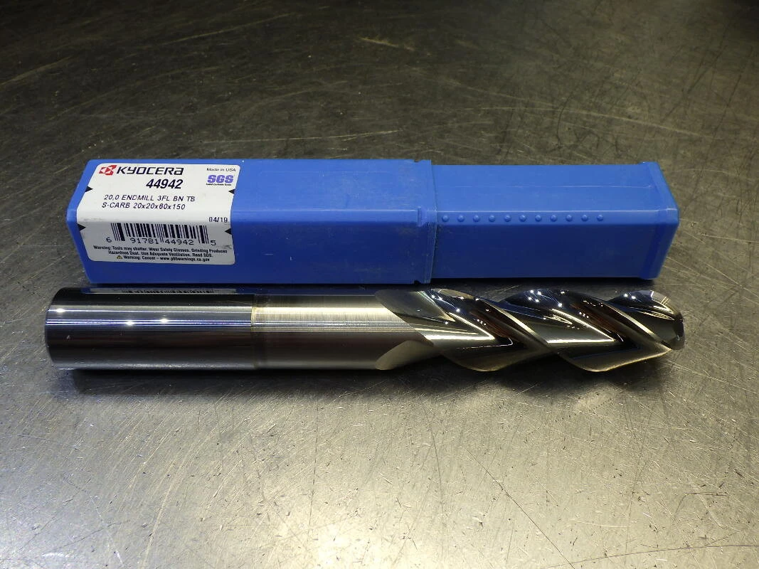 Kyocera / SGS 20mm 3 Flute Carbide Ball Endmill 20mm Shank 44942 (LOC138B)