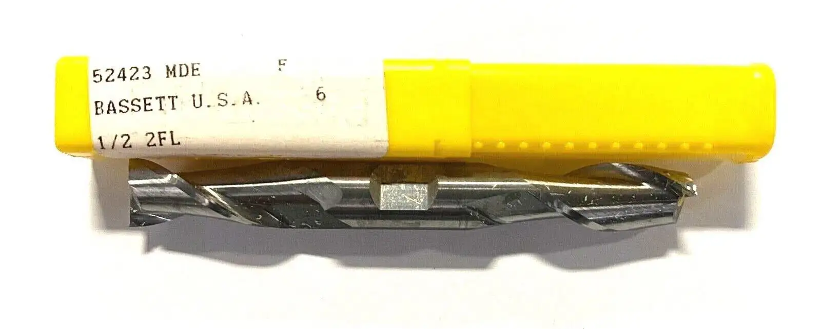 Bassett Carbide Double End Mill 1/2" x 1/2" x 1" x 4" 2 Flute USA Made