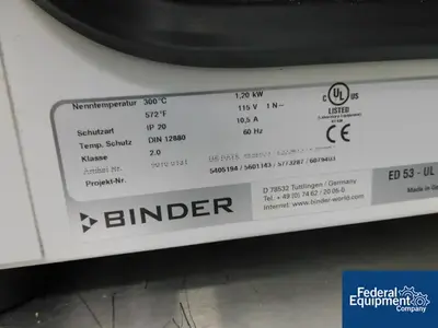 USED BINDER Binder Laboratory Oven, Model ED 53 - UL
