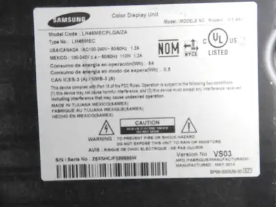 Used Samsung Used Samsung LH46MECPLGA/ZA 46" Digital Commercial Signage Display Commercial Audio/Visual Equipment Illinois US | Falcon Restaurant Supply #1375838