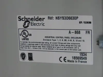 Schneider NSYS3D6630P 600mmx600mmx300mm Electrical Enclosure Hinged W/Back Plate