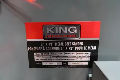 New | in-Stock KING CANADA KC-379MS Belt Grinders Including Sanders British Columbia CA | Lenmark #837989