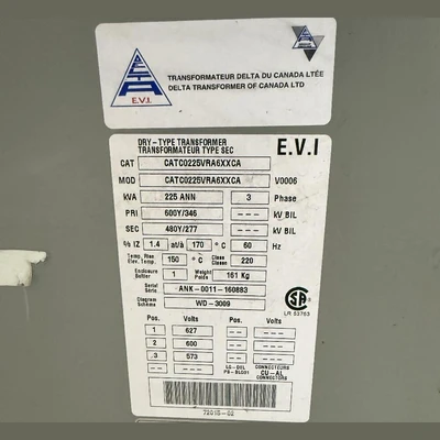 Used DELTA TRANSFORMER CATC0225VRA6XXCA Transformers British Columbia CA | Savona Equipment LTD #1518923