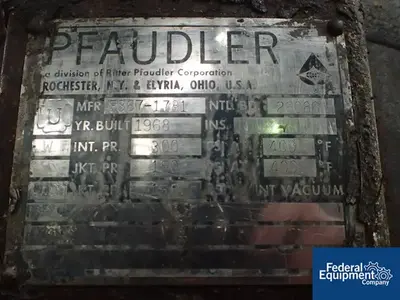 USED Pfaudler 20 Gal Pfaudler Reactor, 316 S/S, 300/150#