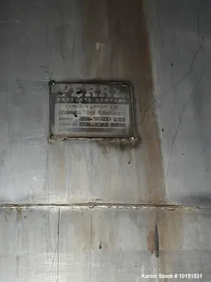 Used Perry Products 10,000 Gallon Stainless Steel Tank – Skirt Mounted, Flat Top & Bottom