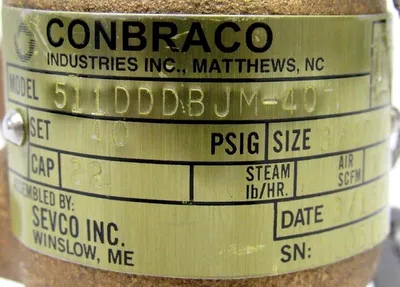 NEW CONBRACO 511DDDBJM-40 RELIEF VALVE SIZE 3/4×3/4 40PSI 511DDDBJM40