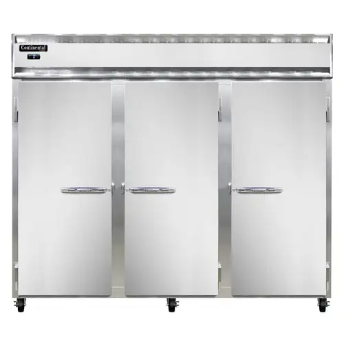 Continental 3FEN 85 1/2" Three Section Reach In Freezer, (3) Left/right Hinge Solid Doors, 115/208-230v