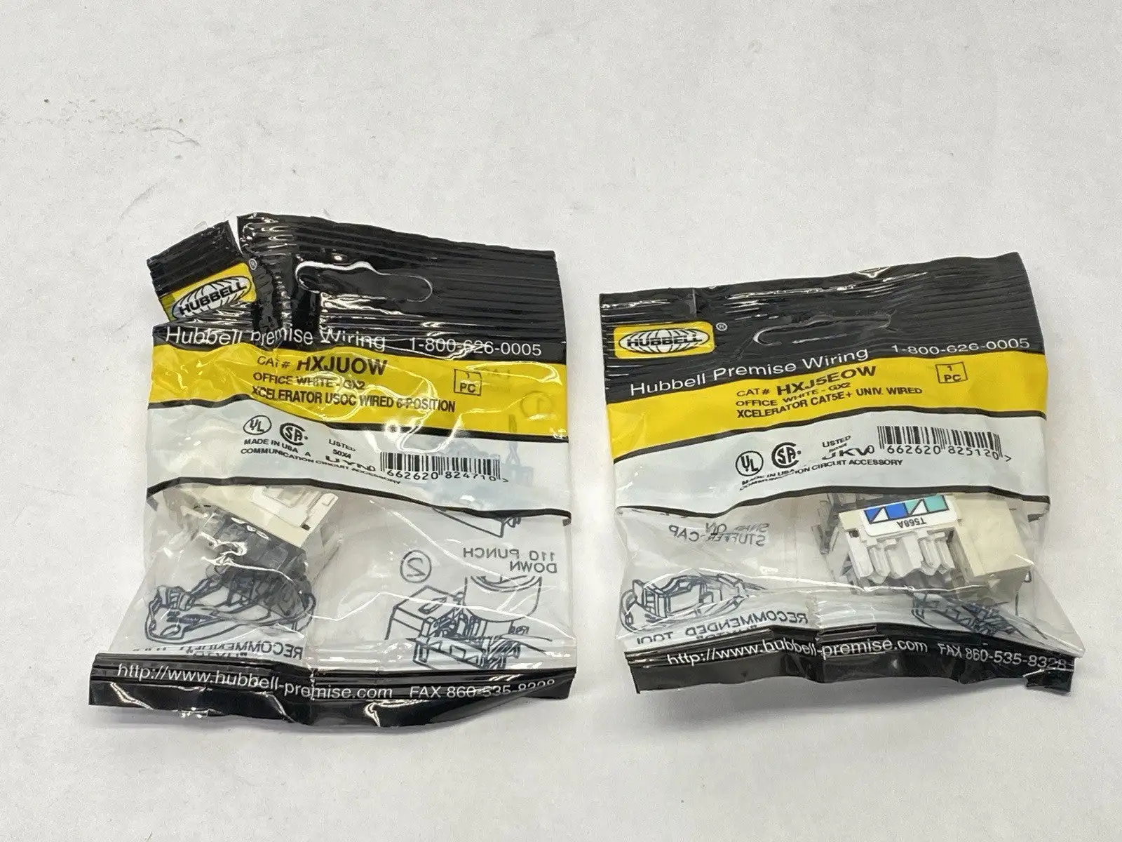 New | in-Stock Hubbell Xcelerator USOC Wired 6-Position CAT5E White LOT OF 2 Misc Electrical & Power Parts Michigan US | Maverick Industrial Sales #1402248