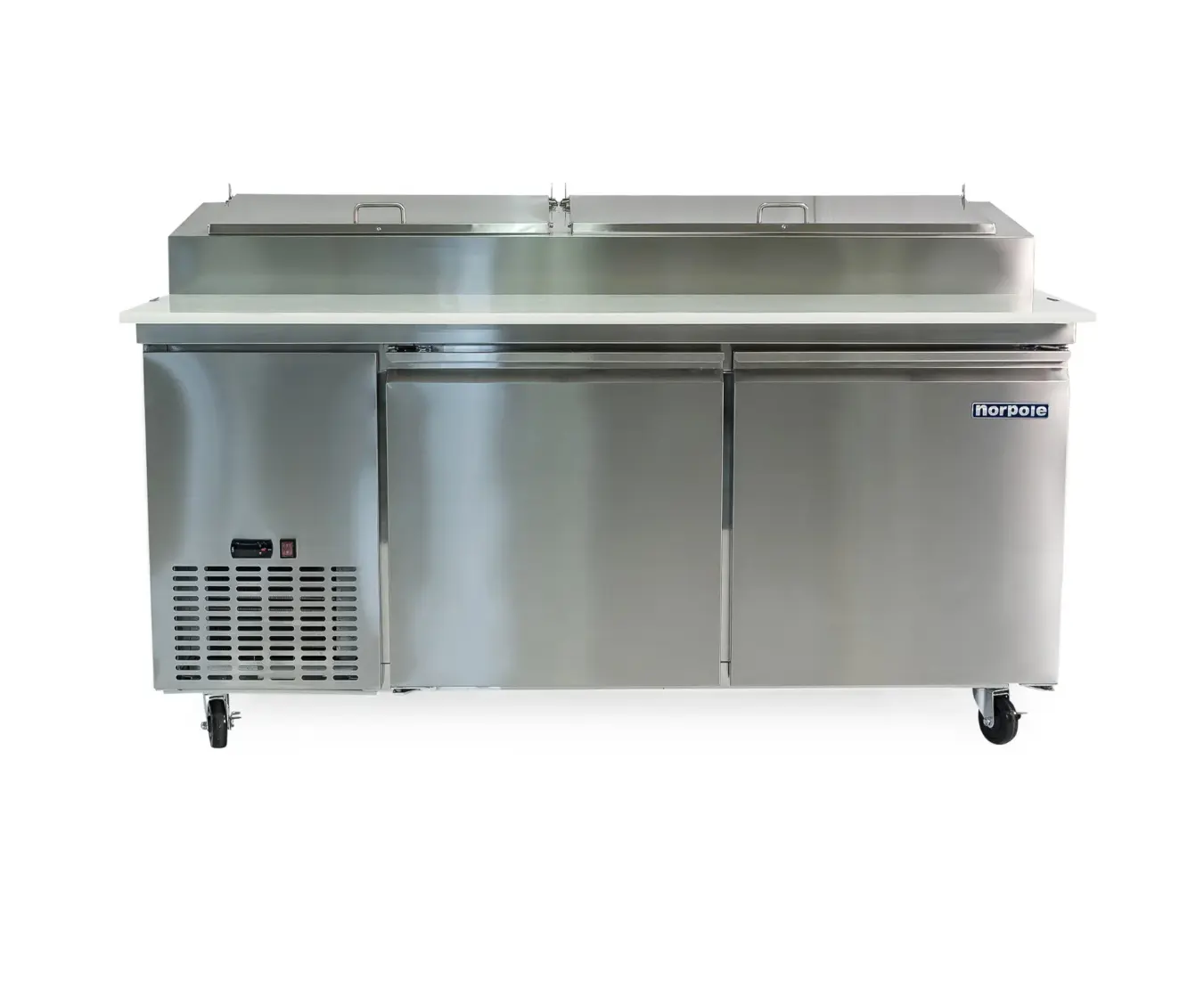 Magic Chef 16 CU. FT. 2-DOOR PIZZA PREP TABLE COMMERCIAL REFRIGERATOR IN STAINLESS STEEL